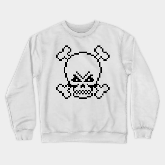 Skull And Crossbones (Pixel Art / Jolly Roger / Outline) Crewneck Sweatshirt by MrFaulbaum